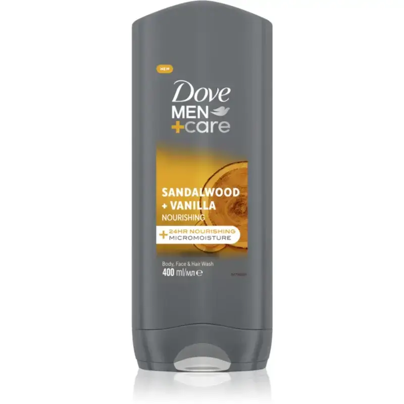 Dove Men+Care Sandalwood&Vanilla sprchový gél 3v1 pre mužov 400 ml