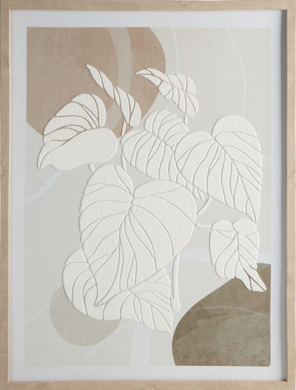 ArtFir Obraz LISTY 602 | biela/béžová 45 x 60 cm