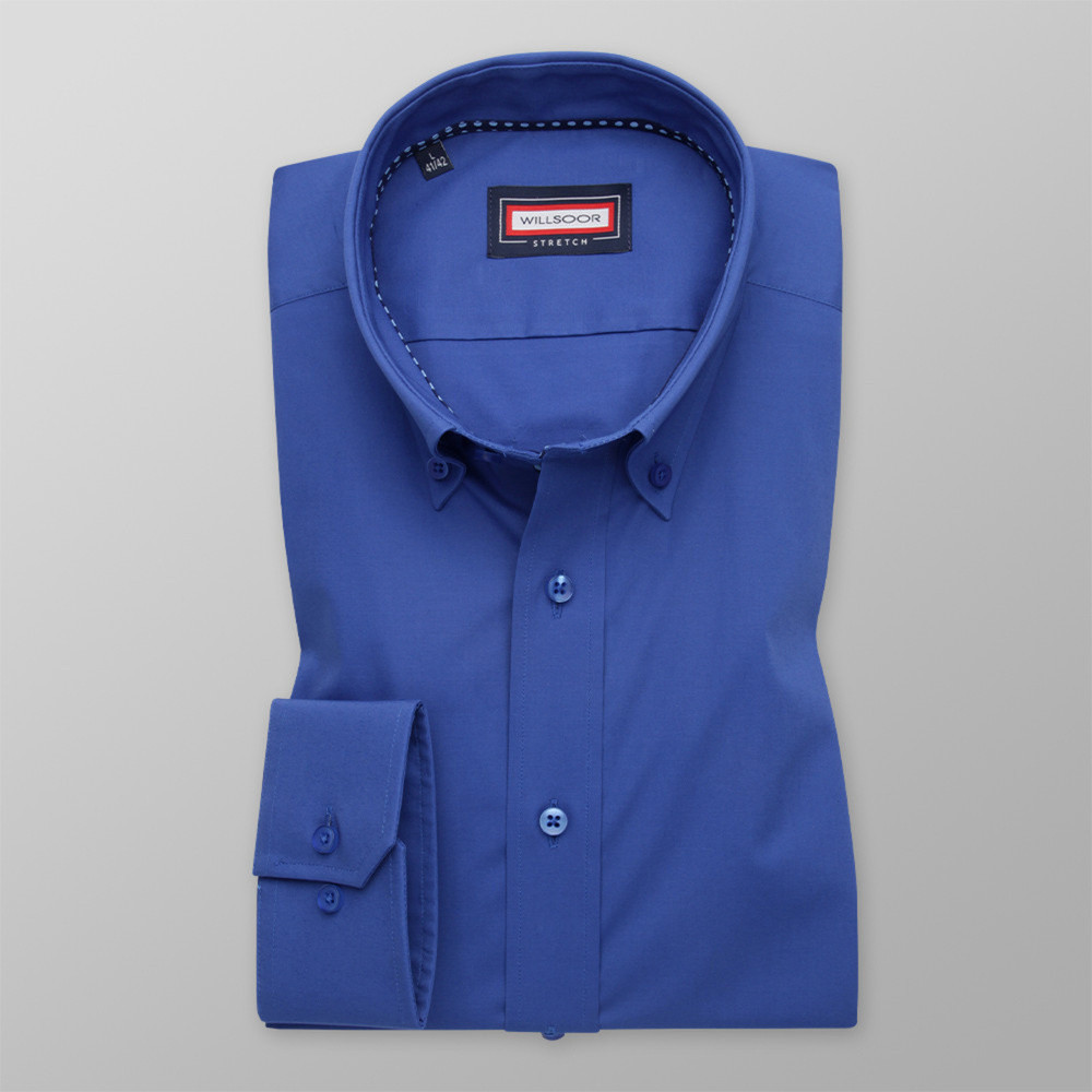 Pánska košeľa Slim Fit modrej farby s bodkovaným prvkom 11650