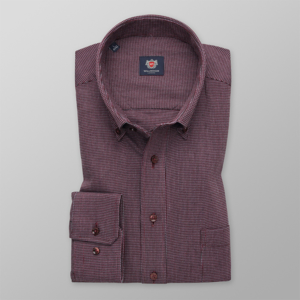 Pánska košeľa klasická bordó s jemným vzorom 12365