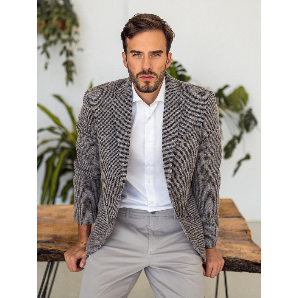Pánske sako sivo-béžové s jemným vzorom 14394