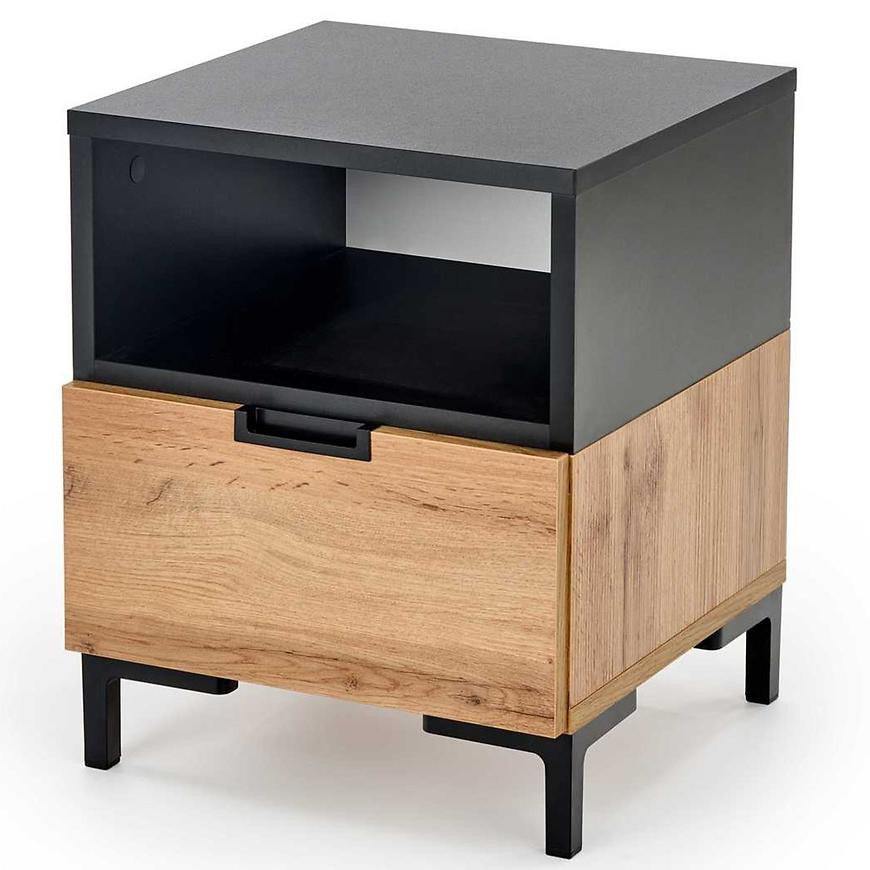 Nočný stolík Silvia dub wotan/čierna