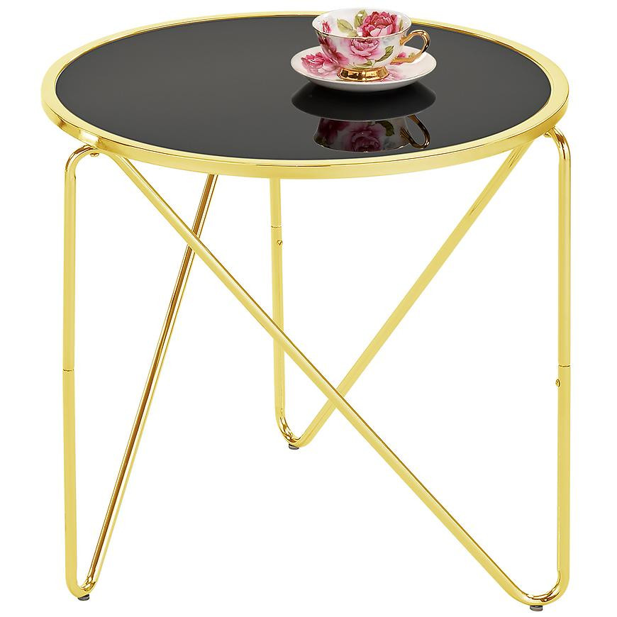 Konferenčný Stolík Gc7336 57x57x54 Mosadz/Čierna Sklo