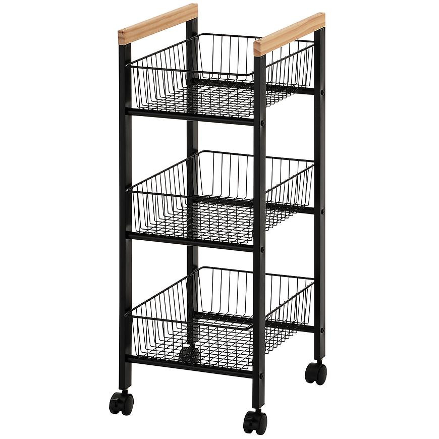Úložný Vozík Gc6010 3 Úrovne Čierna/Prirodzené