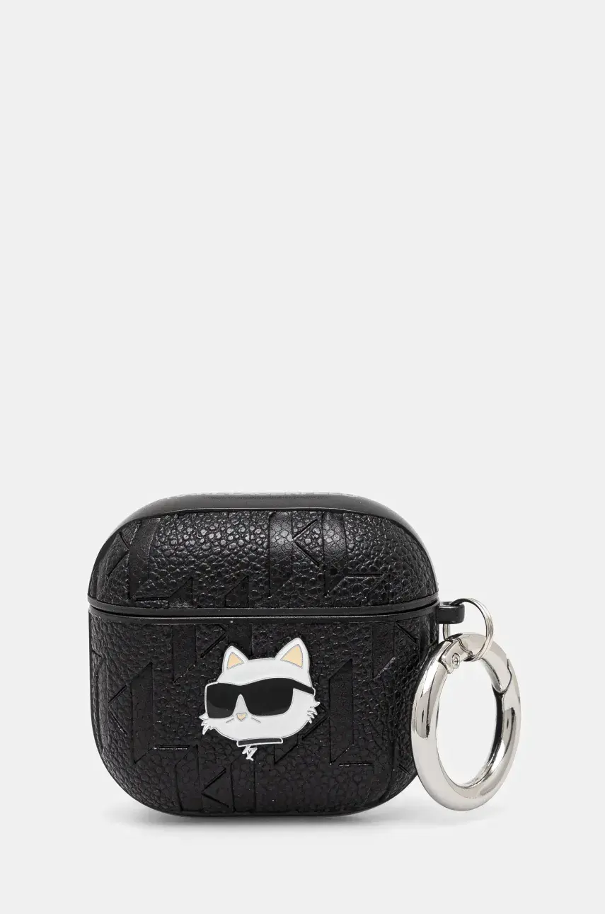 Puzdro na airpods Karl Lagerfeld AirPods 4 čierna farba, KLA4PGCHPK