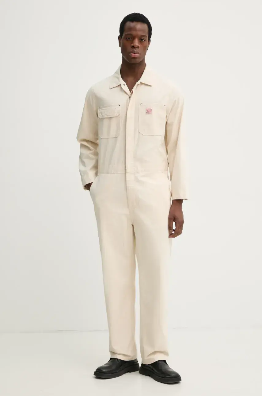 Overal Levi's STAY LOOSE COVERALLS pánske, béžová farba, A6211