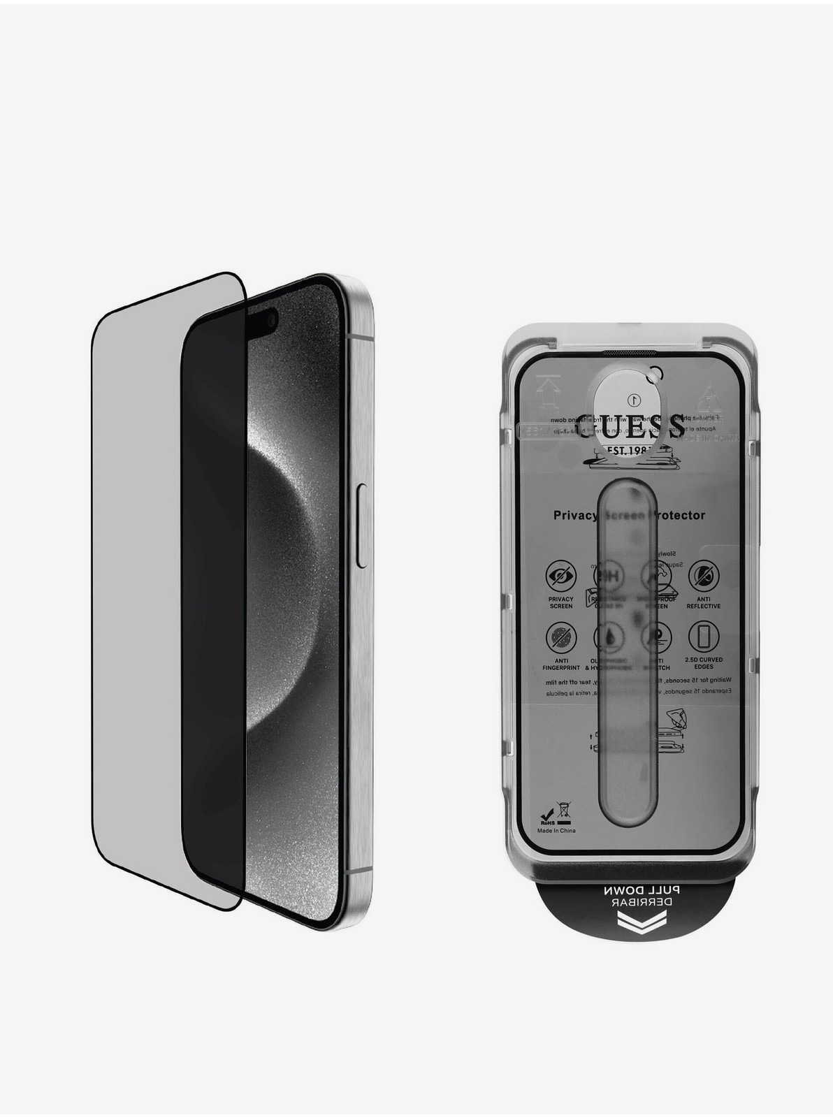 Guess Tvrdené Sklo 2.5D PRIVACY pre iPhone 16 Pro Black