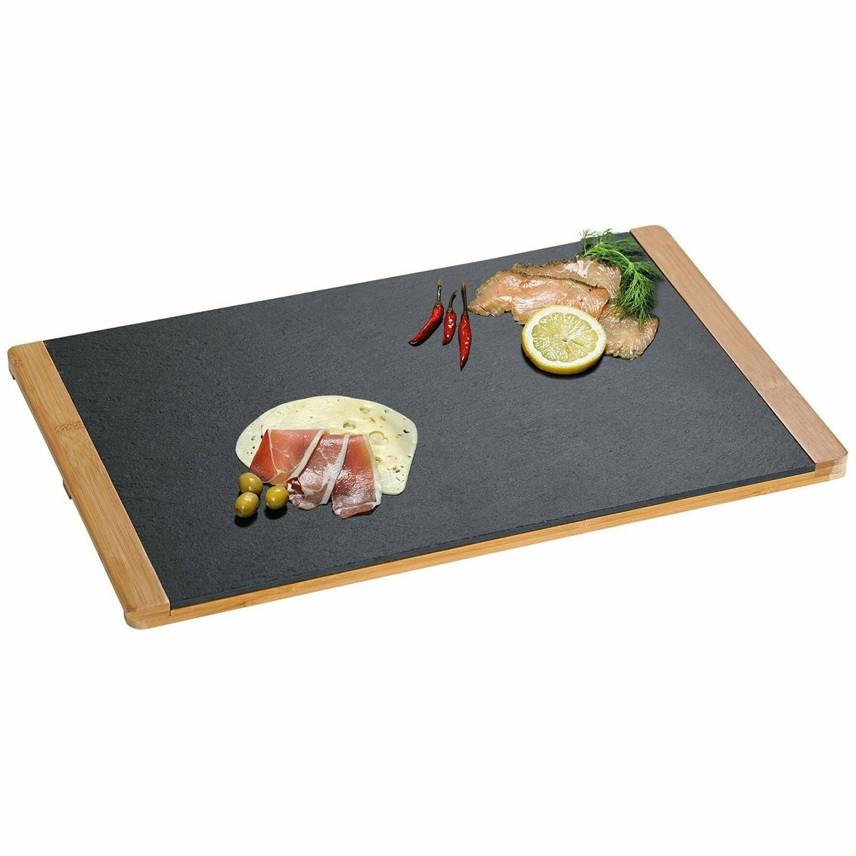 Kesper 38131 Servírovací podnos bridlica/bambus, 45 x 30 x 1,5 cm