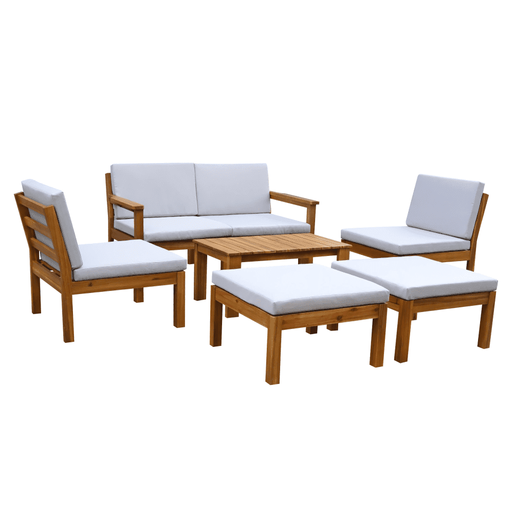 Záhradný set, akáciové drevo, prírodná/svetlosivá, VALDEZ