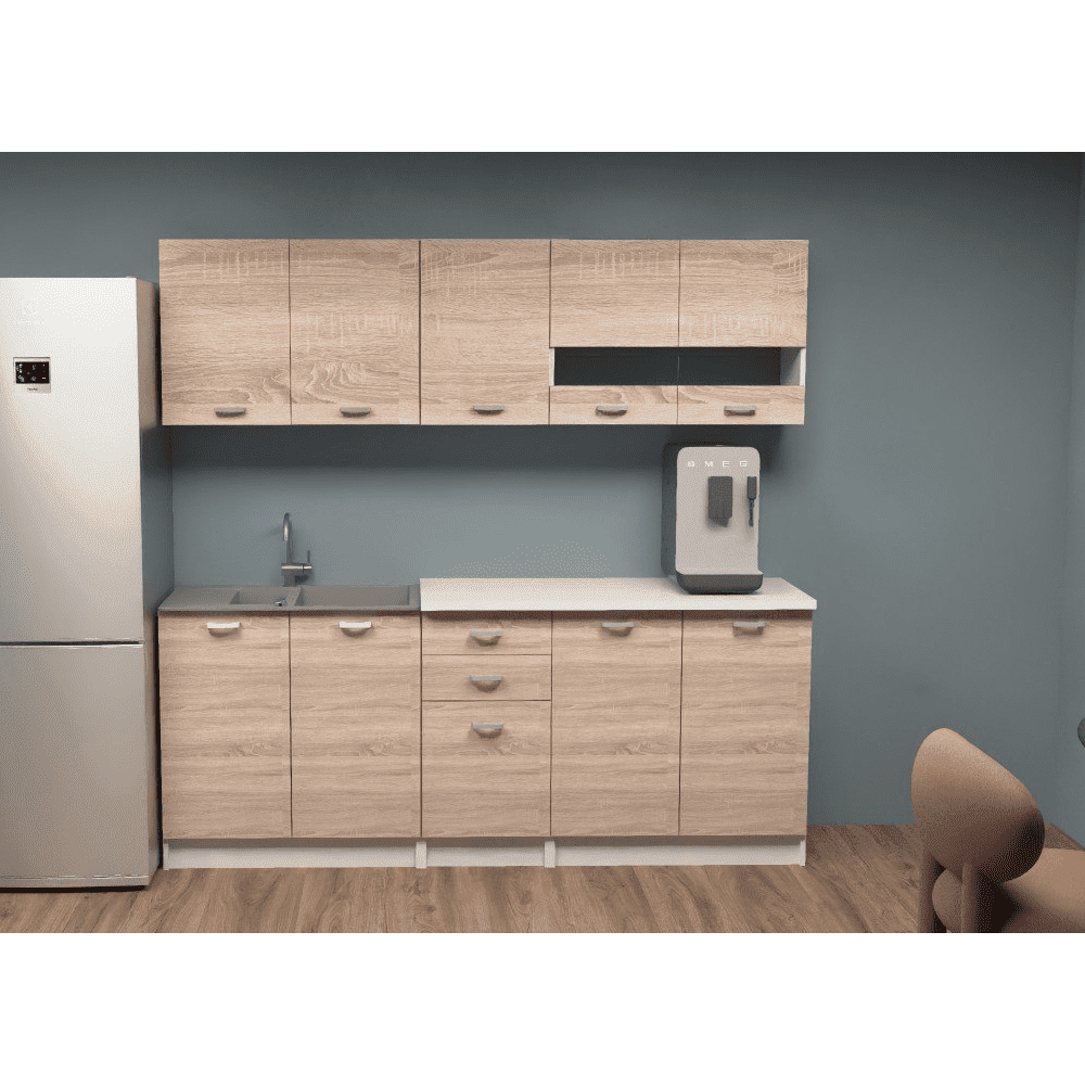 Kuchynská linka, 2 m, dub sonoma/biela, ANITA