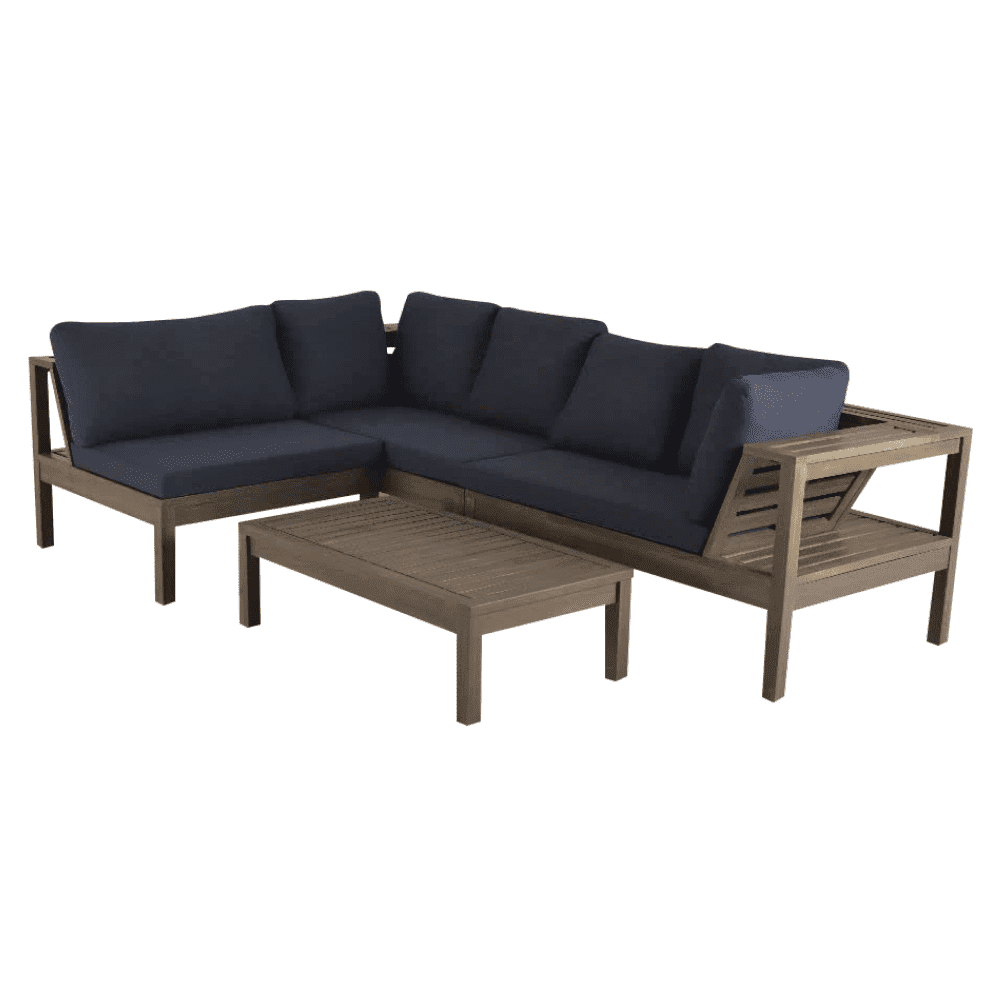 Záhradný set, akáciové drevo, hnedá/tmavosivá, PARAG