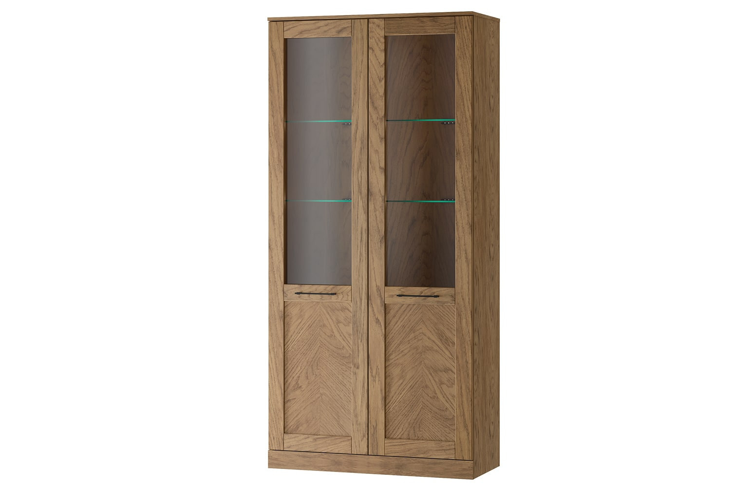 Vitrína Cozy 12 z masivu s LED osvětlením 95 cm dub Rustikal