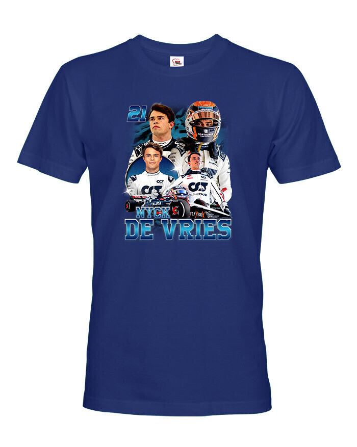 Pánske tričko s motivem závodníka F1 - Nyck de Vries - pro milovníky motosportu