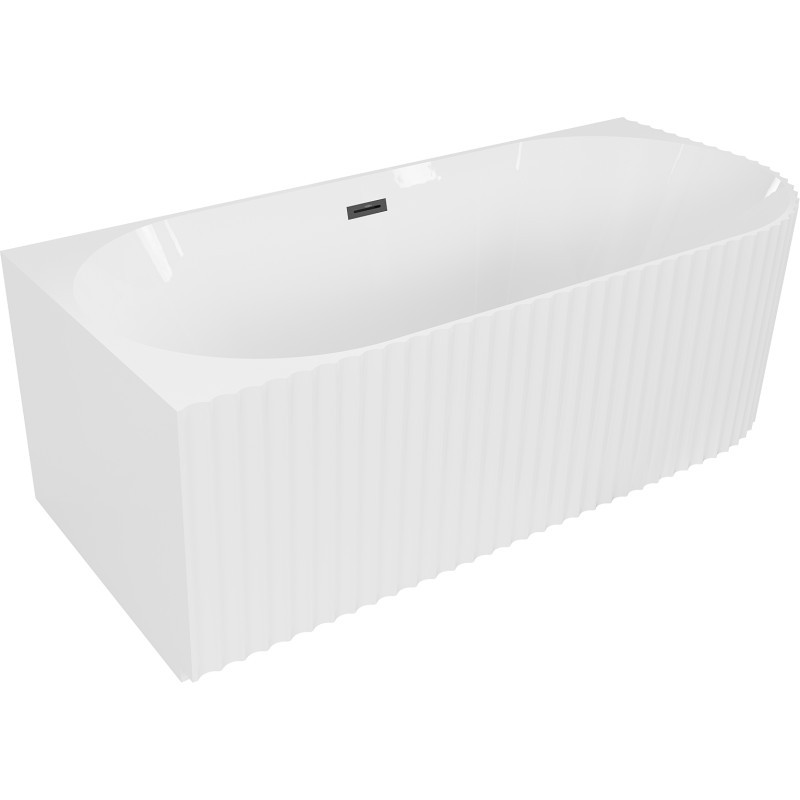 MEXEN/S - Gia voľne stojaca rohová vaňa reliéf ľavá 170 x 80 cm, biela lesk, sifón a prepad čierna 52701708000L-70