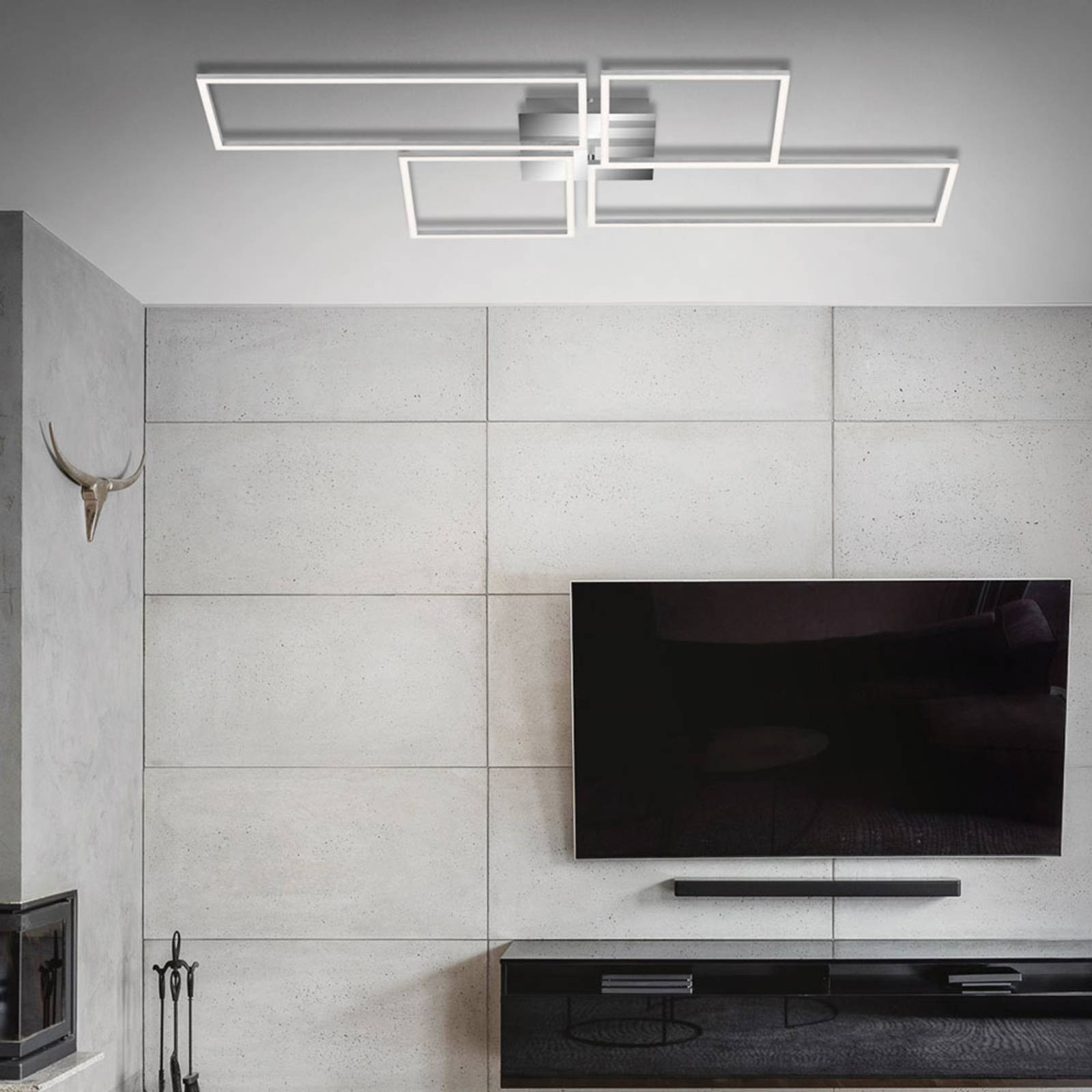 Stropné LED svetlo Frame CCT chróm-hliník 110x54cm
