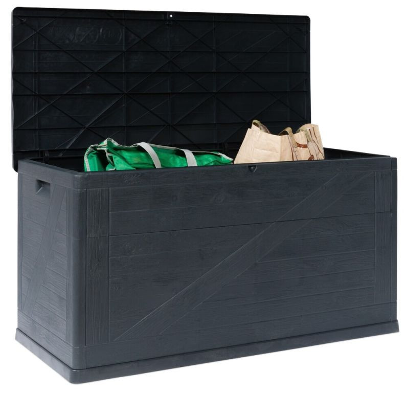 WOOD záhradný plastový úložný box 420 L, grafit