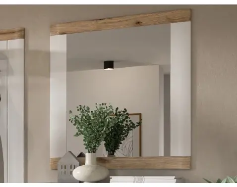 Nástenné zrkadlo v ráme Laredo 73x82 cm, biele/dub nox%