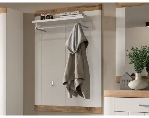 Nástenný šatníkový panel s poličkou Laredo, biela/dub nox%