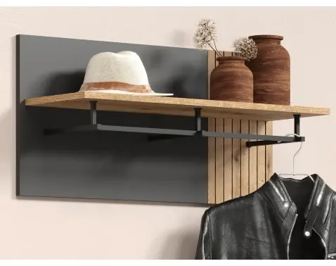 Nástenný šatníkový panel Esteban, antracit/dub evoke%
