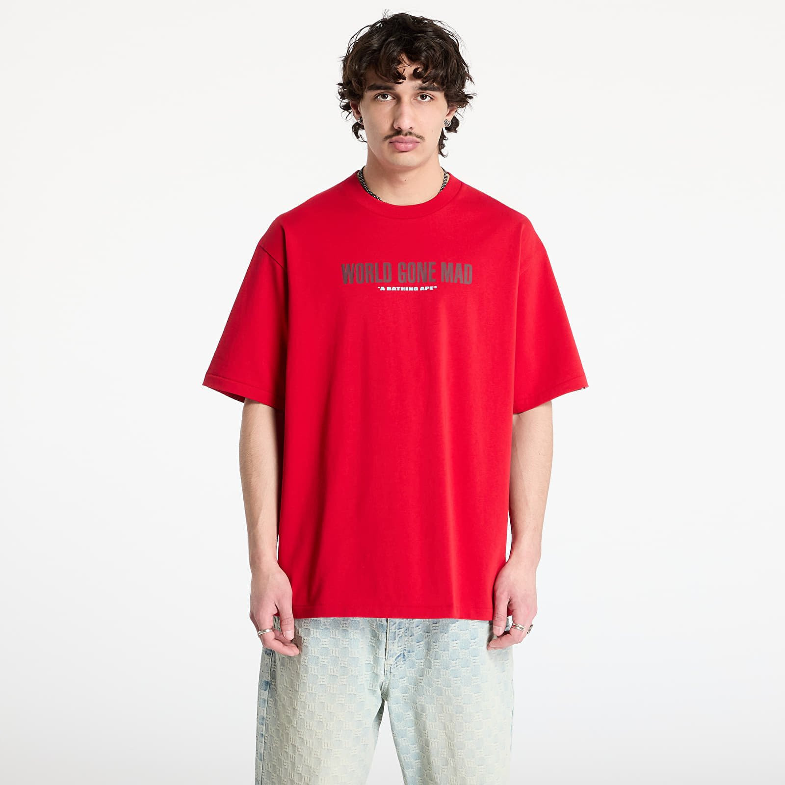 Tričko A BATHING APE Slogan Relaxed Fit Tee UNISEX Red M