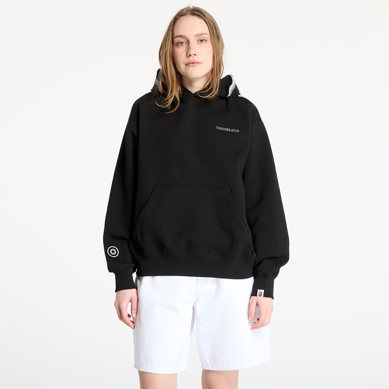 Mikina A BATHING APE Shark Logo Relaxed Fit Pullover Hoodie UNISEX Black L