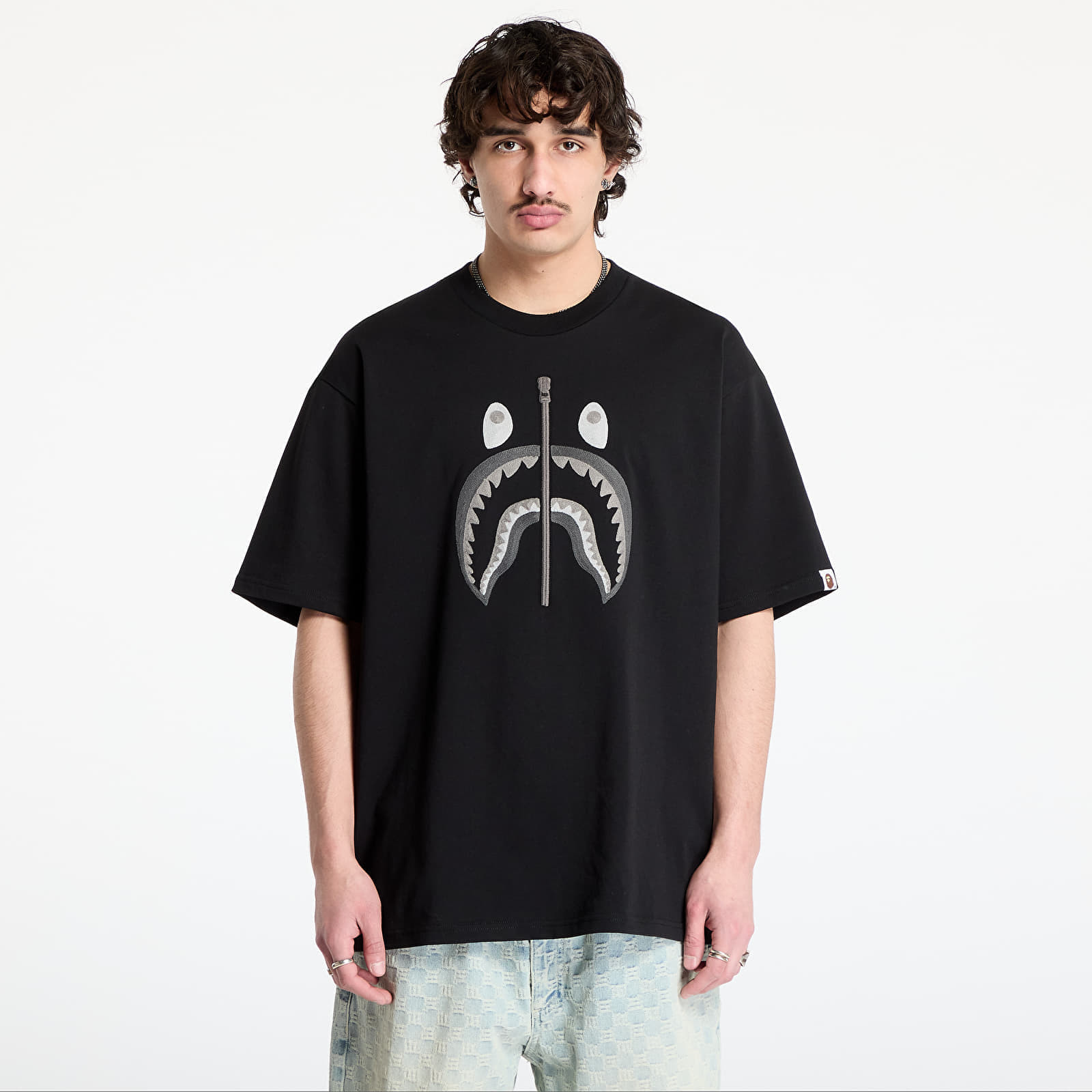 Tričko A BATHING APE Chain Stitch Shark Relaxed Fit Tee UNISEX Black L