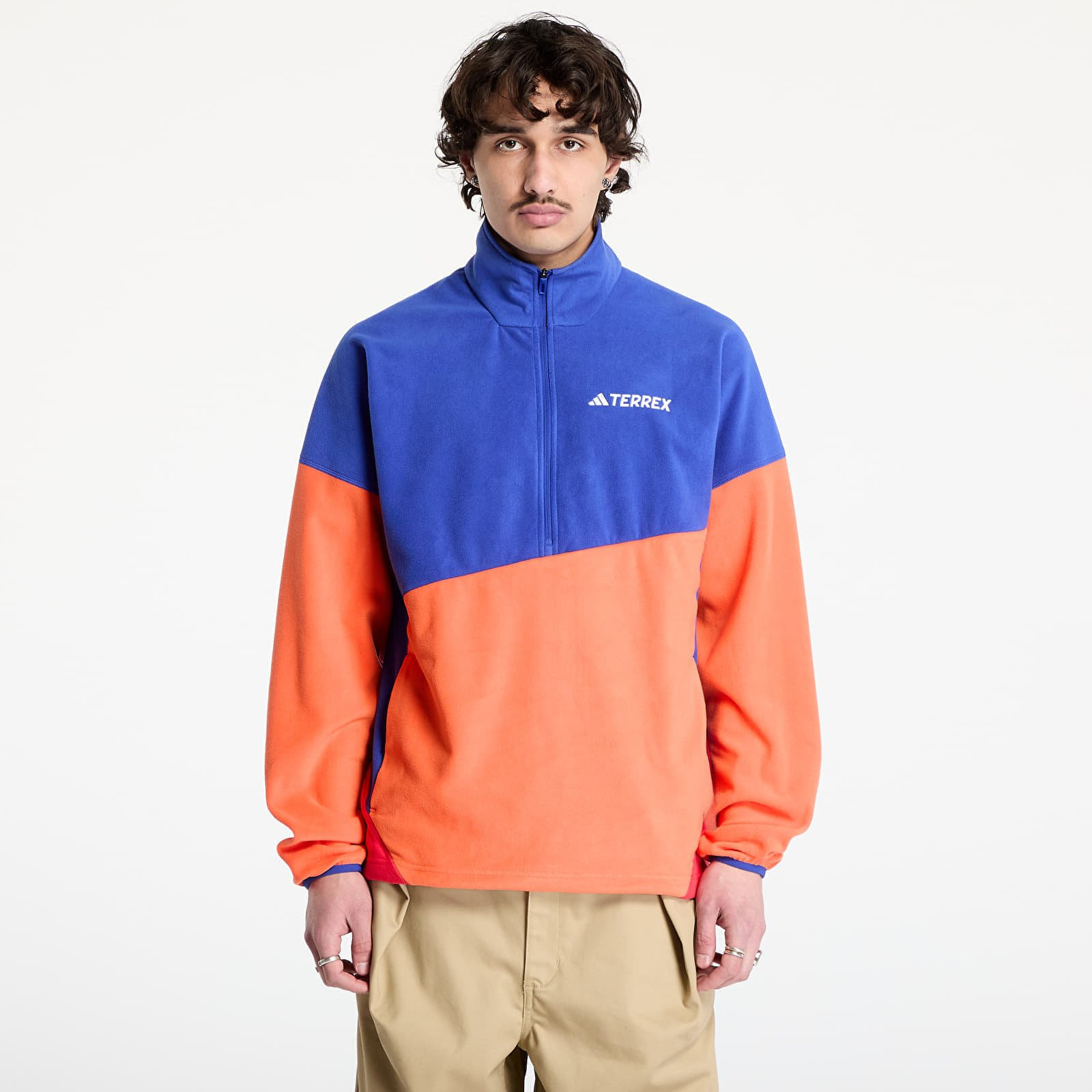 Bunda adidas Terrex Multi Climawarm Fleece Anorak Semi Lucid Blue/ Semi Impact Orange/ Pure Ruby S