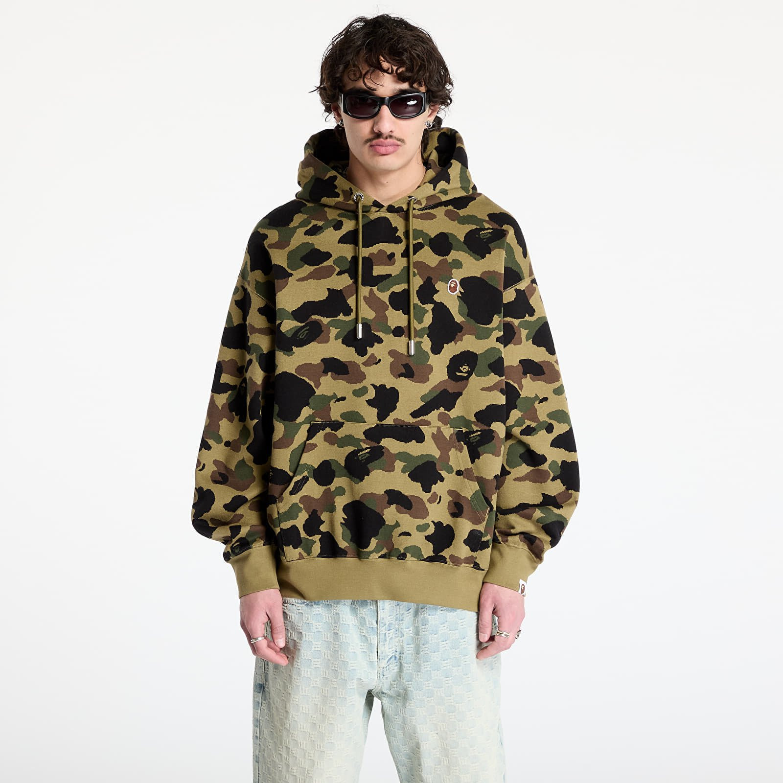Mikina A BATHING APE 1St Camo Jacquard One Point Relaxed Fit Pullover Hoodie UNISEX Green L