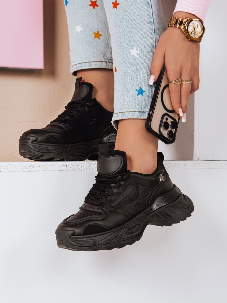 Sneakersy damskie na platformie CELESTIC czarne Dstreet