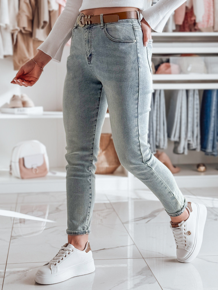 Spodnie damskie jeansowe slim fit z paskiem SLIMVISA niebieskie Dstreet