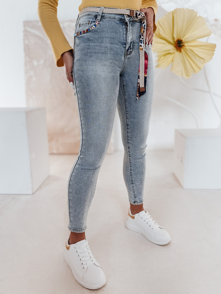 Spodnie damskie jeansowe skinny TRENDIFIX z paskiem niebieskie Dstreet