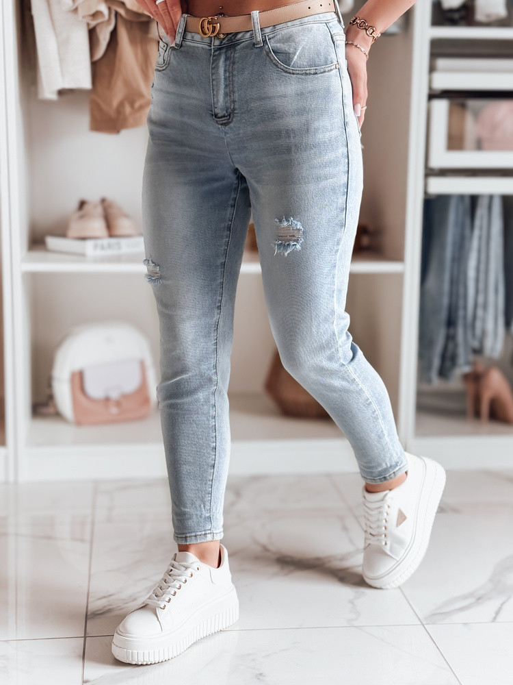 Spodnie damskie jeansowe mom fit MOMWAY niebieskie Dstreet