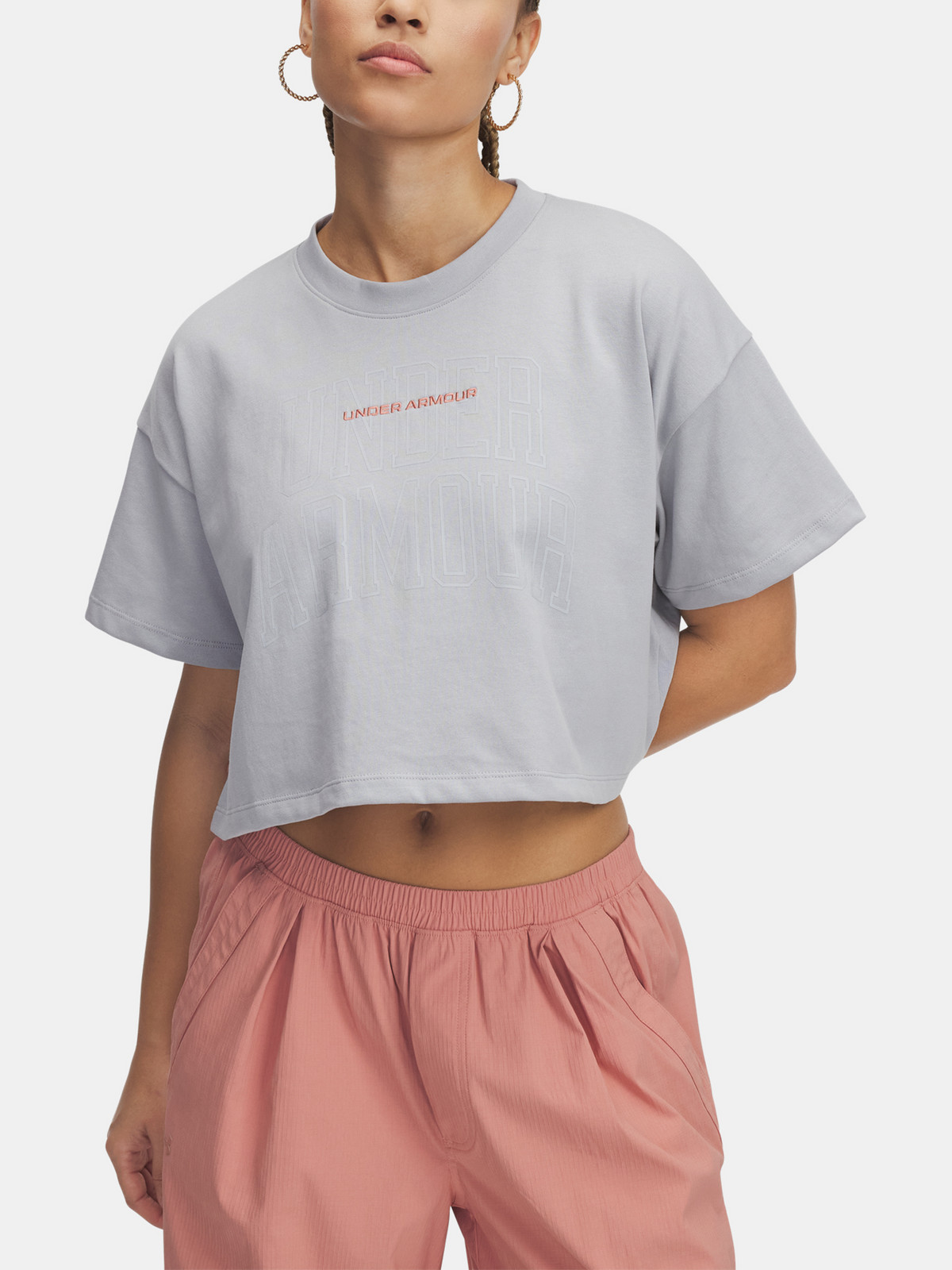 Women's T-shirt Under Armour UA W VARSITY MIX HW SS CROP-GRY - Women's