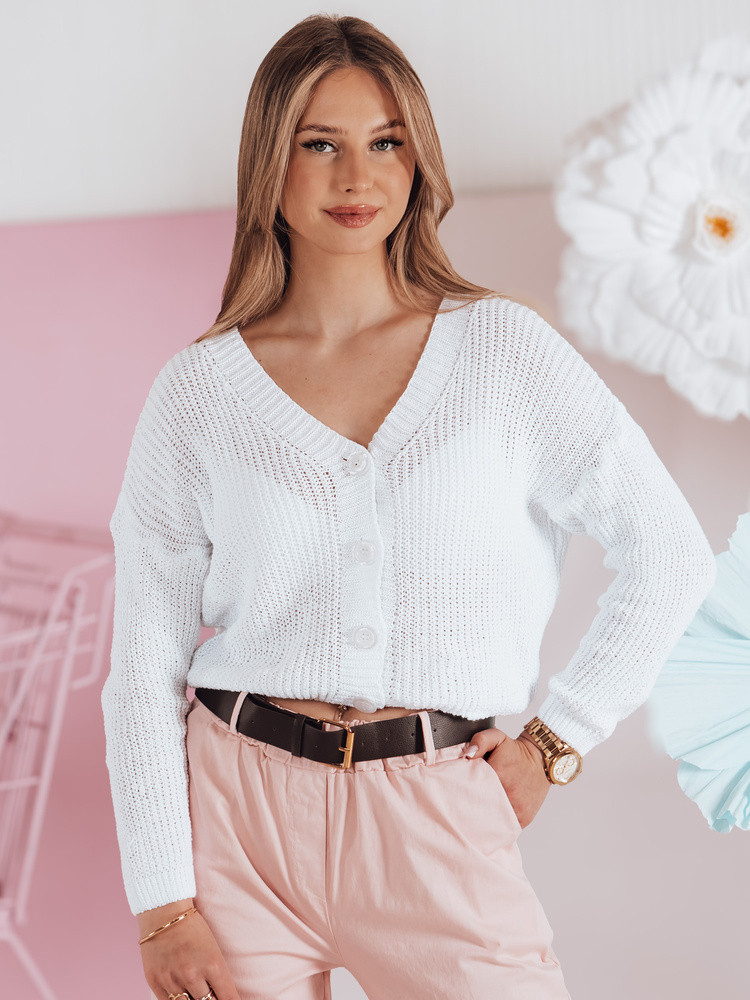 Swter damskie one size oversize prążkowany SWEETDREAM biały Dstreet