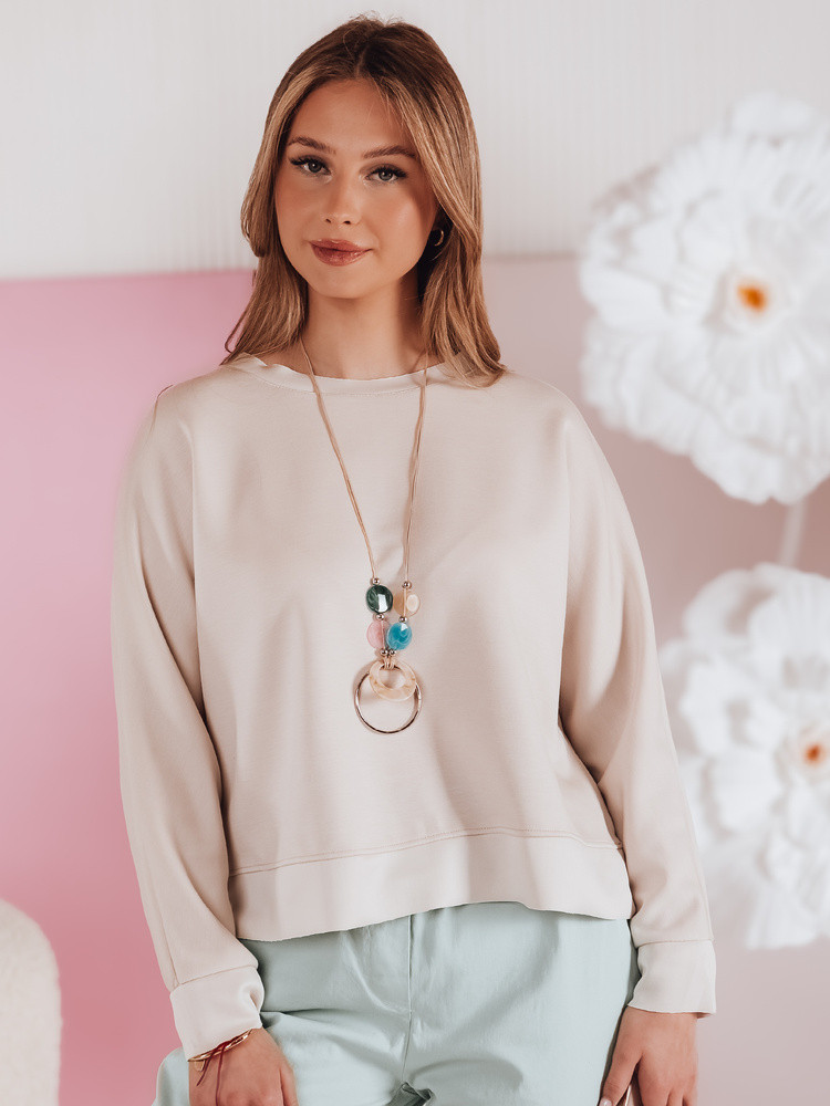 Bluzka damska one size oversize z wisiorkiem NUBISS mokka Dstreet