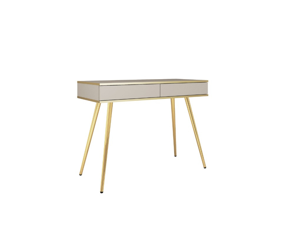 ArtPS Toaletný stolík BIJOU T-102 | béžová / zlaté nohy