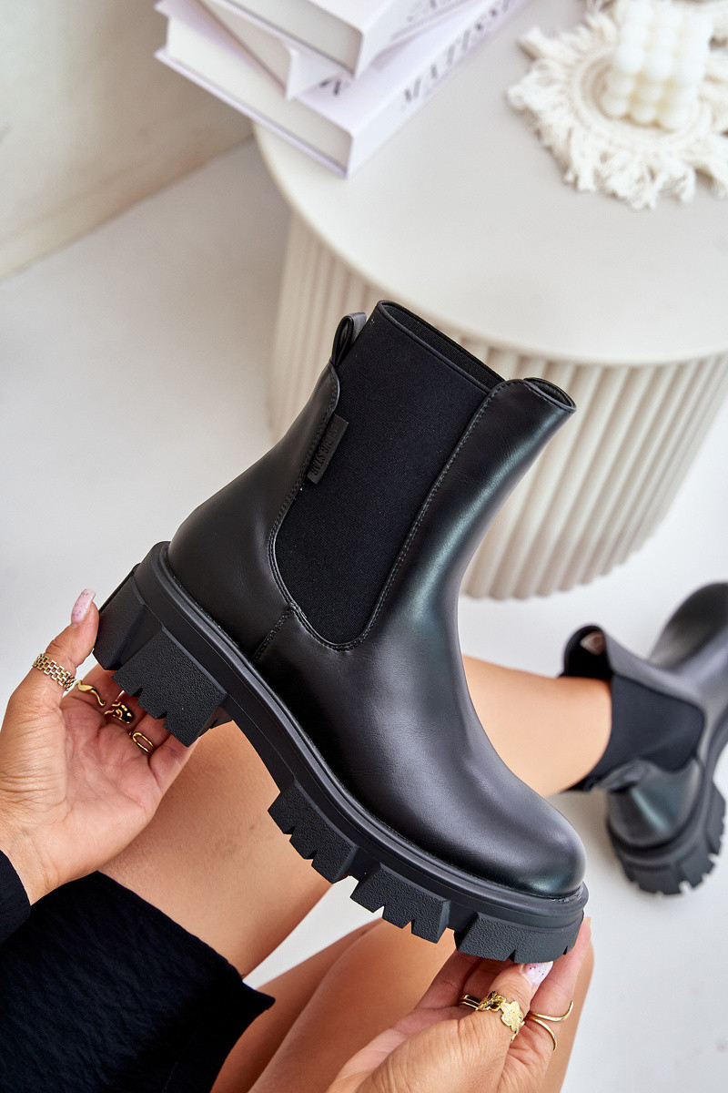 Zateplené členkové topánky Slip-on Chelsea z eko kože Big Star Black 39