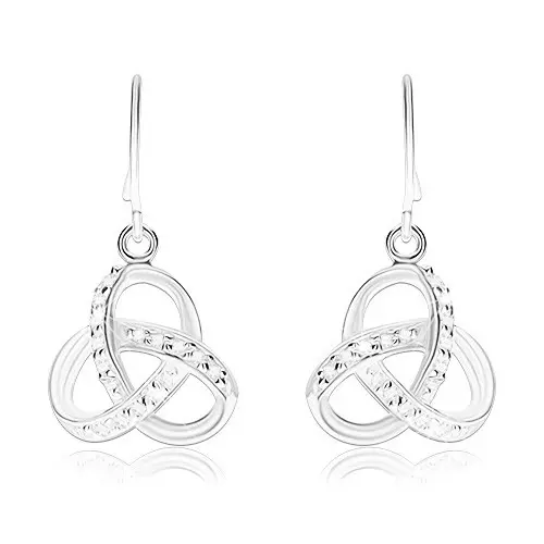 Strieborné náušnice 925, keltský uzol zdobený čírymi zirkónmi, háčiky