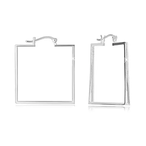 Náušnice zo striebra 925 - priestorový štvorec, tri kolmé línie, francúzsky zámok