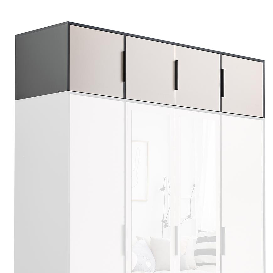 Nadstavec na skriňu Duarte D4  Kaszmir / Čierna/ Zrkadlo