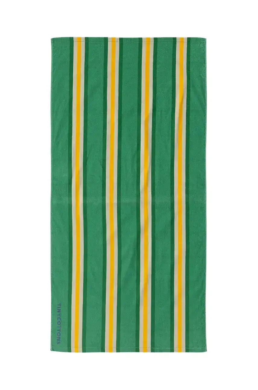 Detský bavlnený uterák Tinycottons STRIPES TOWEL zelená farba, SS25-380