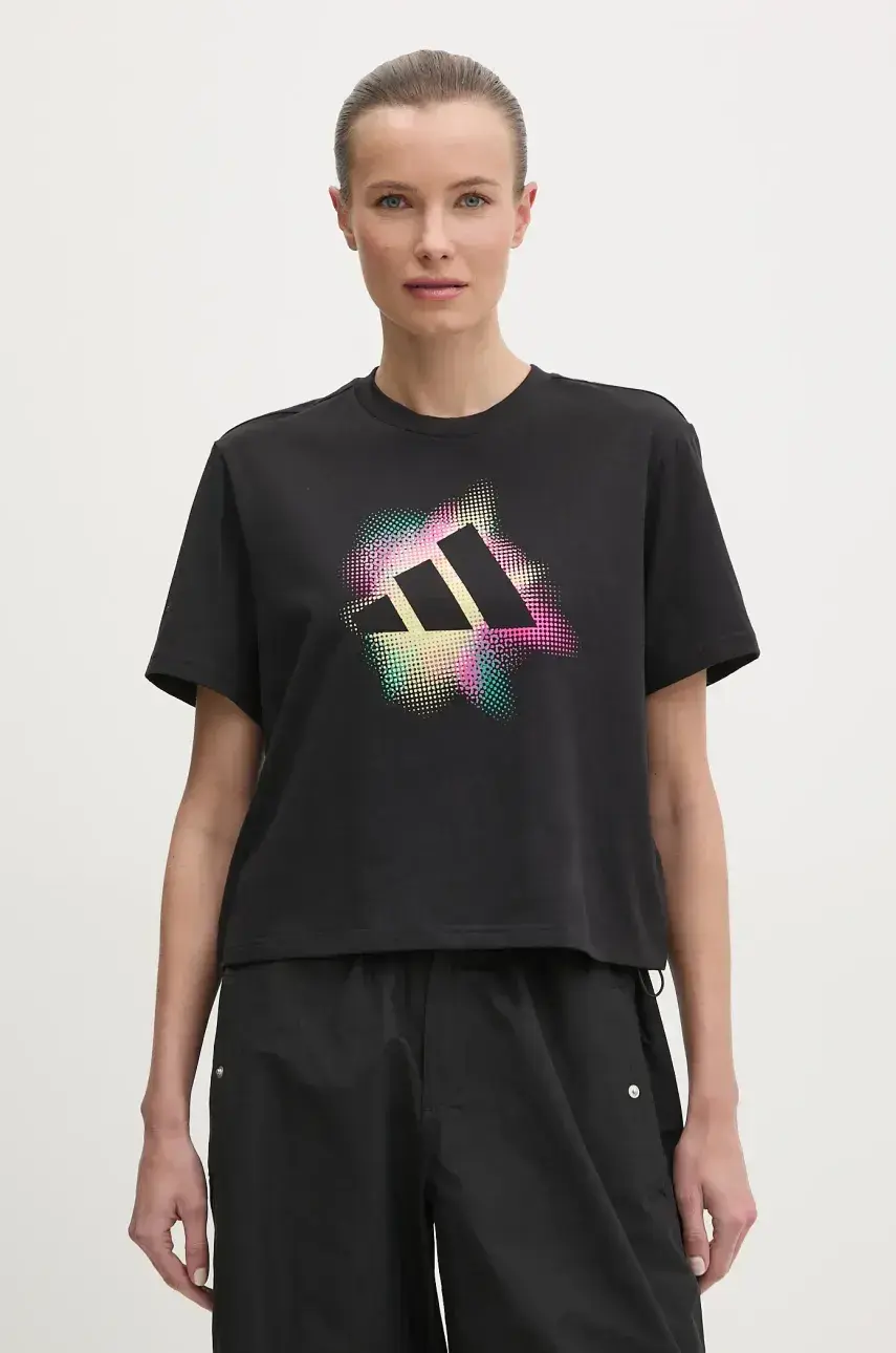 Bavlnené tričko adidas W C DANCE T dámsky, čierna farba, JJ4133