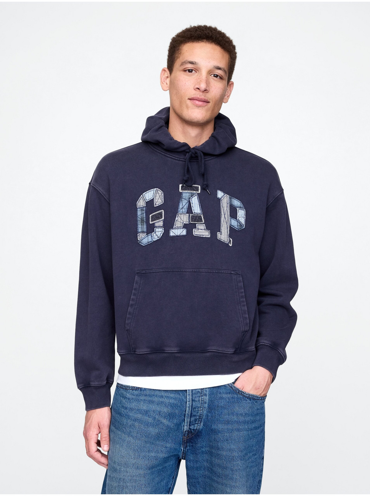 Oversize mikina Patchwork Logo GAP