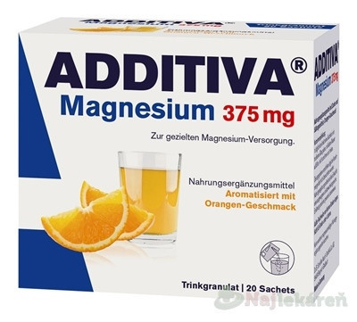 ADDITIVA Magnézium 375 mg vrecúška (granulát, príchuť pomaranč) 20ks