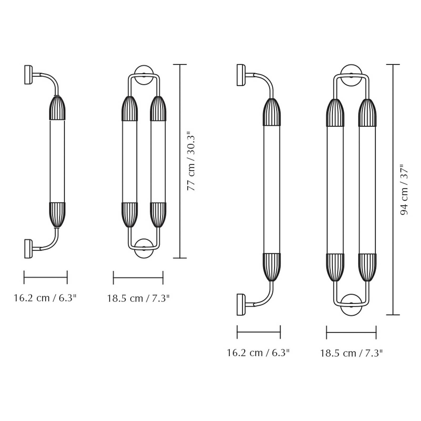 Nástenné svietidlo UMAGE Lemon Squeeze 2-light, dĺžka 77 cm, mosadz