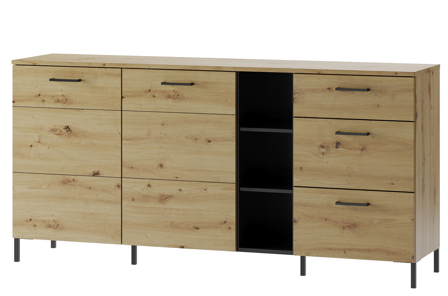 Komoda Lucas II 48 180 cm dub Artisan/černá
