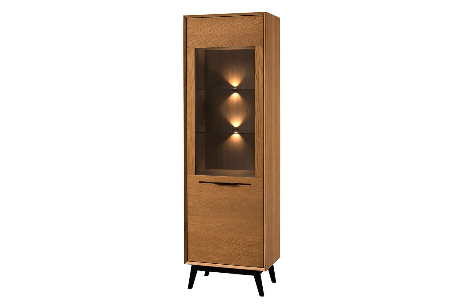 Vitrína Lazure 10 s LED osvětlením 60 cm dub Rustikal karamelový