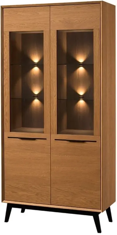 Vitrína Lazure 12 s LED osvětlením 95 cm dub Rustikal karamelový