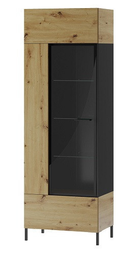 Vitrína Lucas II 10 65 cm dub Artisan/černá