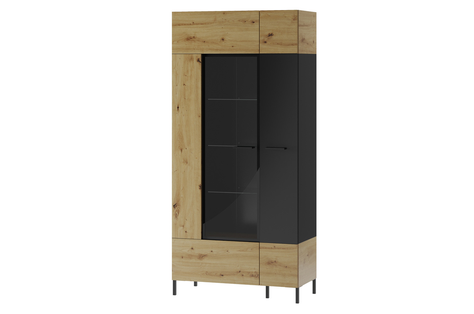 Vitrína Lucas II 12 90 cm dub Artisan/černá